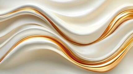 Wall Mural -   A white and gold background with a wavy design atop and below the image