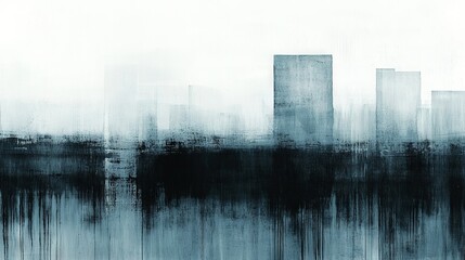 Wall Mural -   A monochrome depiction of an urban landscape featuring prominent edifices up front and a serene azure sky as the backdrop