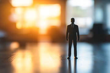 Wall Mural - A man in a suit stands in front of a window, looking out at the sun