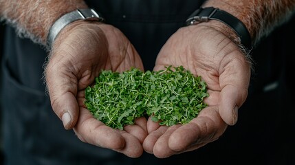 Wall Mural -   A person holding out green plants in their hands