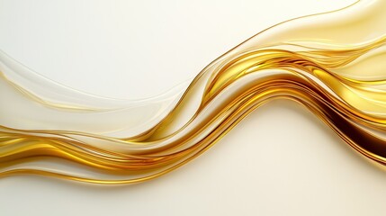 Wall Mural -   A white and gold background with a wavy design at the bottom