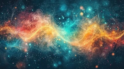 Wall Mural -   A colorful sky filled with stars and blue clouds in the background