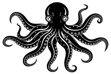 Sticker - octopus silhouette, octopus icon vector illustration