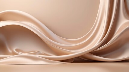 Wall Mural - pastel beige satin silk wave background, soft texture for product display or text