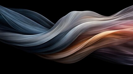 Wall Mural -  A black background with a wave of colored material on the left side