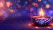 © vstudio - Colorful happy diwali diya oil lamp with flame festive bokeh lights copy space hindu festival celebration