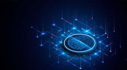 Leinwandbilder - Abstract technology circuit board background. Fingerprint scanning cybersecurity concept. modern technology innovation concept background