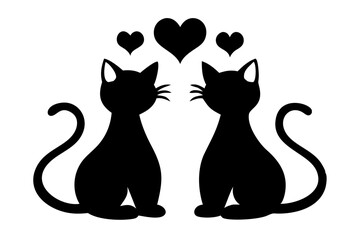 Black silhouette of cat. black cat, vector icon, silhouette Vector illustration.