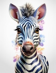 Wall Mural - portrait of a zebra in watercolor 