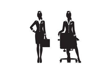 Wall Mural - air hostess woman  silhouette