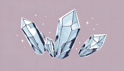 Crystals isolated with white highlights, png