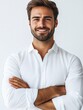 © Thanate - Confident Man in White Shirt with Folded Arms.