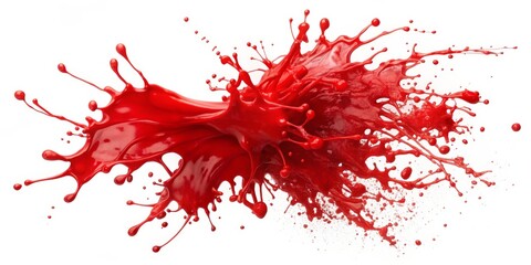 Red Liquid Splashing Explosion, 3D Rendering, White Background, Abstract , liquid , explosion , paint