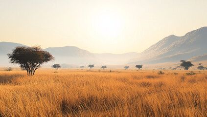 Wall Mural - African Savanna Sunset.