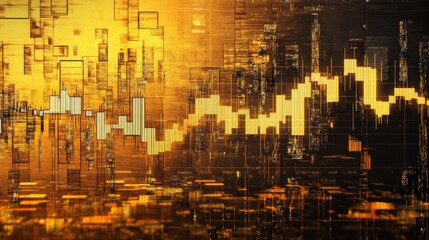 Wall Mural - A high-resolution image of a gold trading chart with candlestick patterns, showing recent price movements and technical indicators.