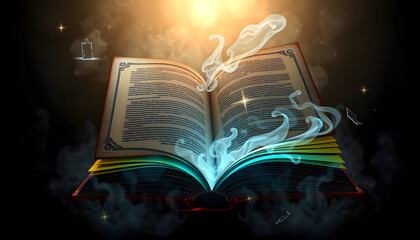 Mysterious book of magic isolated with white highlights, png