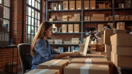 The woman using laptop