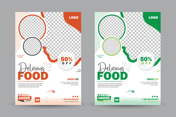 Wall Mural - Food Flyer Template design, restaurant food flyer, fast food template vector illustration.	