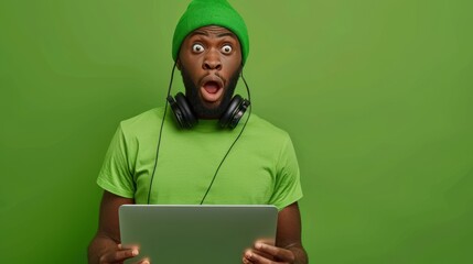 The shocked man with laptop