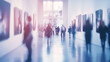 © Watermelon Jungle - Abstract out-of-focus image of an art gallery with blurred figures admiring modern art in a serene, minimalist space
