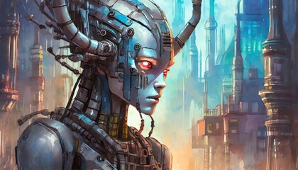 Wall Mural - fantasy cyborg soldier