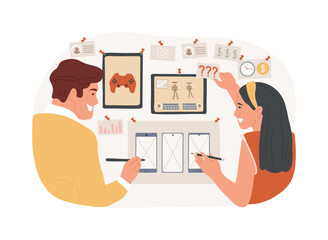 Wall Mural - game development planning isolated cartoon vector illustrations.