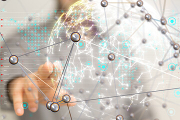 Aufkleber - Neural network 3D illustration. Big data and cybersecurity