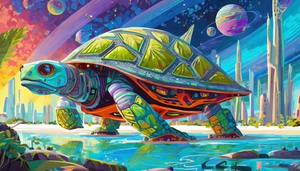 Poster - turtle in the park