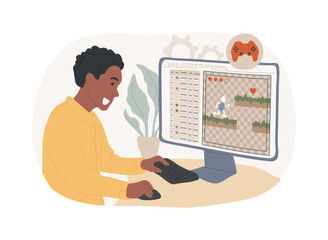 Wall Mural - online game creator isolated cartoon vector illustrations.
