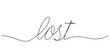 © berkahlineart - Lost word in continuous line drawing. Minimalist handwritten phrase design.