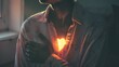 © Shozib - Woman holding glowing heart shape showing love and self care