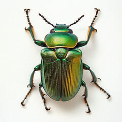 green beetle isolated on white background