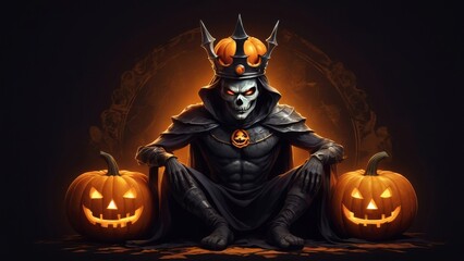 Poster - halloween jack o lantern with pumpkin