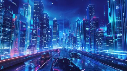 Canvas Print - Cyberpunk Cityscape at Night