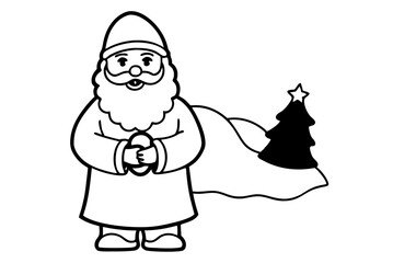 Wall Mural - Santa Claus Winter Wonderland Line Art Vector