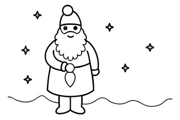 Wall Mural - Santa Claus Winter Wonderland Line Art Vector