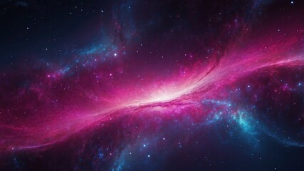 Wall Mural - Abstract bright saturated magenta and blue space galaxy background with stars.