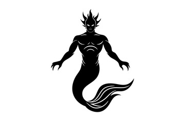 Cool mermaid sticker design in a silhouette style