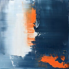 Wall Mural - Abstract Rectangular Composition in Dark Blue, Orange, and White - Modern Painting Design