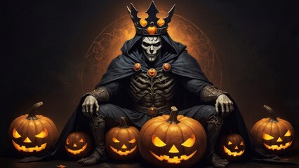 Poster - halloween jack o lantern with pumpkin