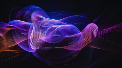 Wall Mural - Abstract Neon Waves on Black Background