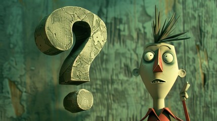 Anthropomorphic question marks as a background slide for a presentation, styled for a 16:9 aspect ratio.