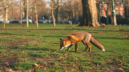 red fox in a park