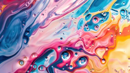 Wall Mural - Abstract Swirling Colors with Bubbles