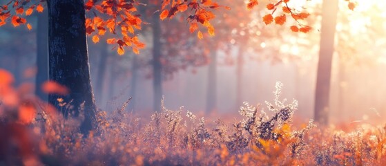 Wall Mural - Autumn Forest Sunbeams