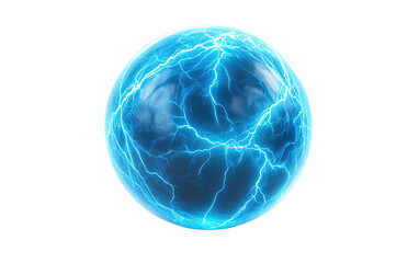 Blue electricity ball isolated on white or transparent background