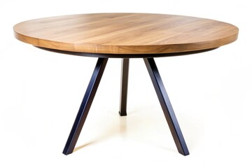 Wall Mural - A wooden table with black legs and a round top