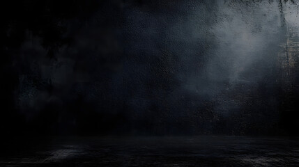 Wall Mural - scary dark wall, low light black concrete cement texture for background