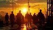 © IMG visuals AI - Professional builders group at construction site image. Employees silhouettes at sunset photography scene wallpaper. Building industry laborers team concept photorealistic photo