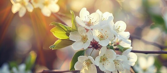 Wall Mural - White Flowers On A Tree In Bloom In Springtime